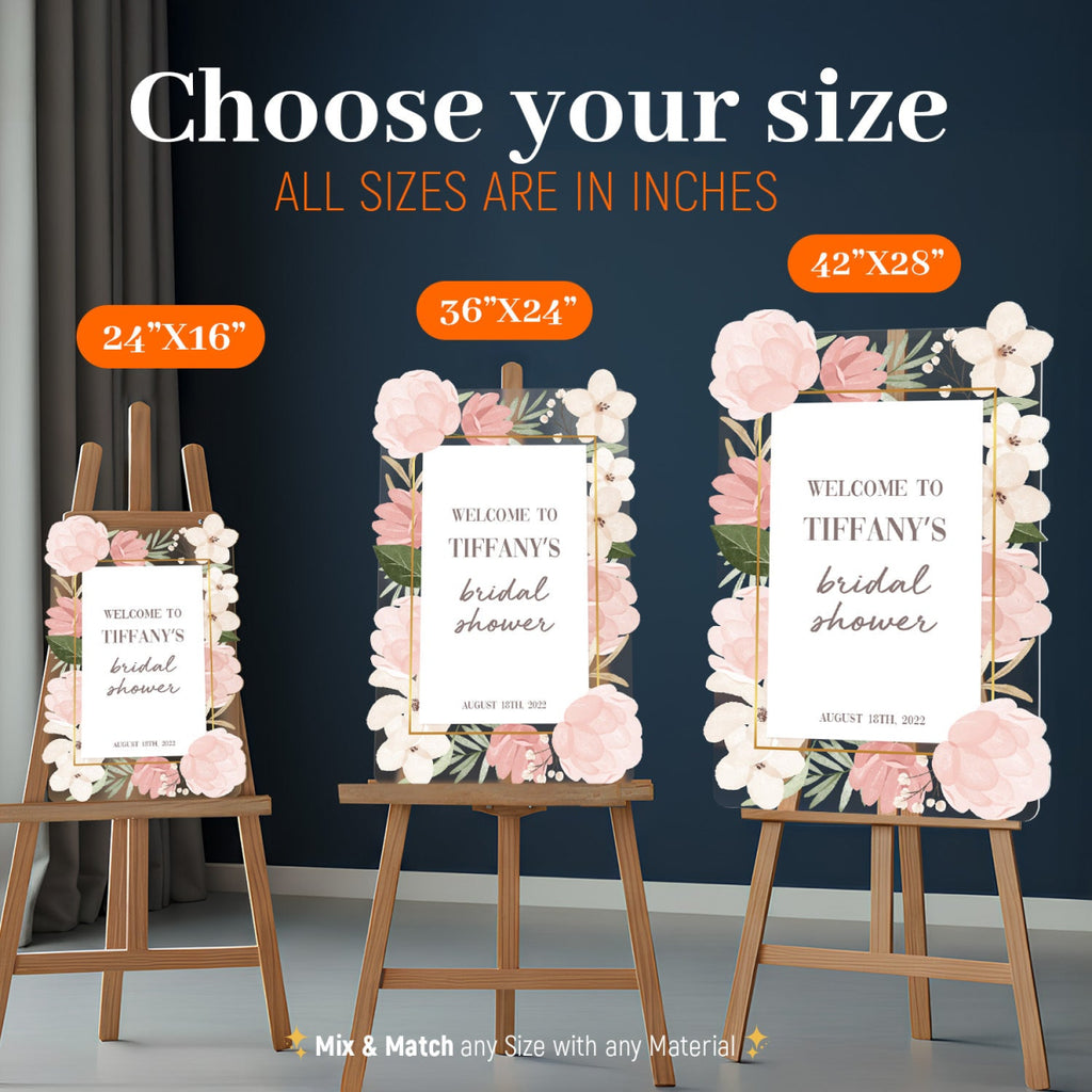 Personalized Floral Pink Bridal Shower Sign - SpeedyOrders
