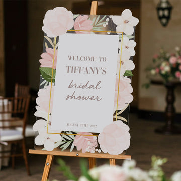 Personalized Floral Pink Bridal Shower Sign - SpeedyOrders