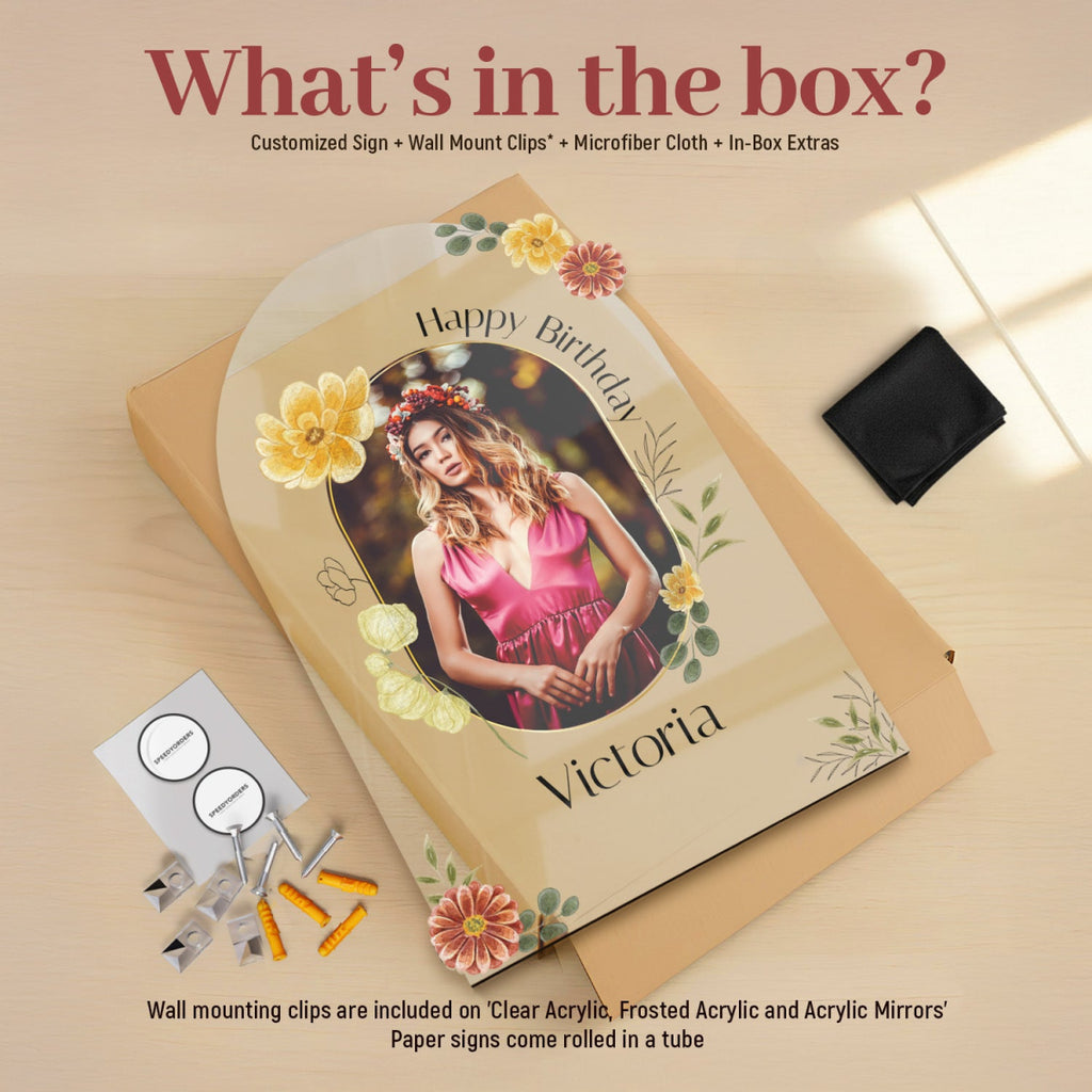 Personalized Floral Theme Photo Birthday Sign - SpeedyOrders