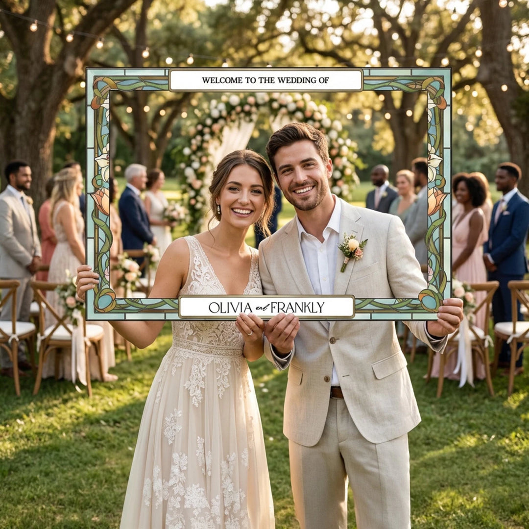Personalized Floral Wedding Photo Booth Frame - SpeedyOrders