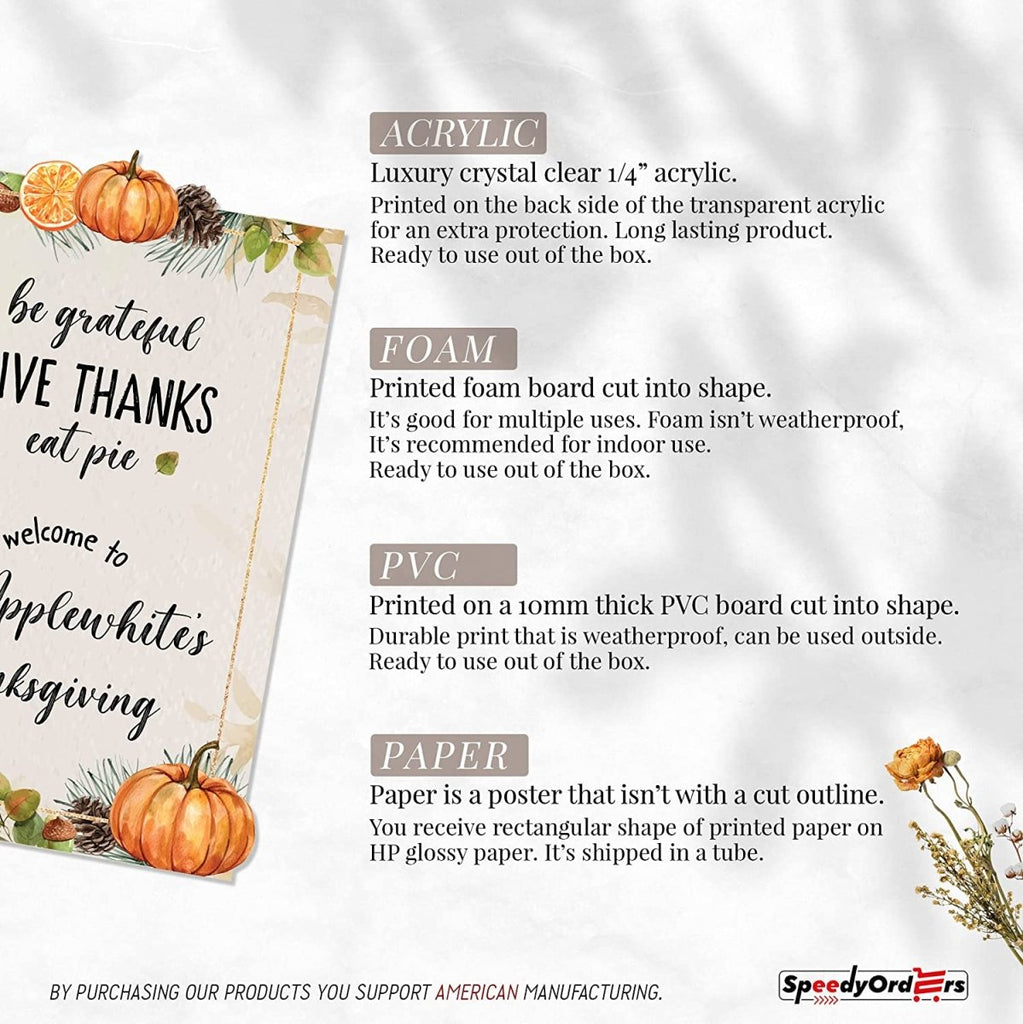 Personalized Give Thanks Thanksgiving Sign - SpeedyOrders