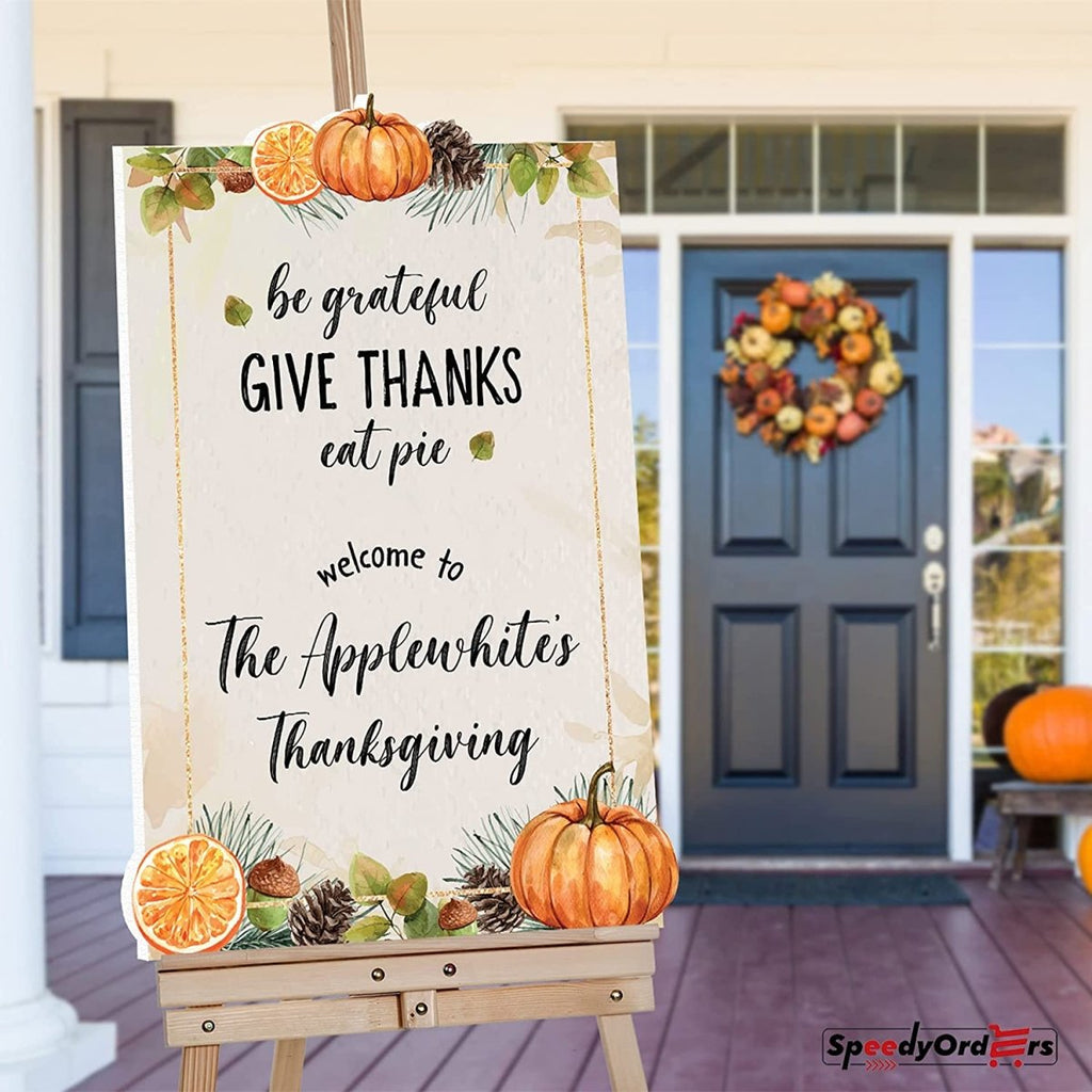 Personalized Give Thanks Thanksgiving Sign - SpeedyOrders