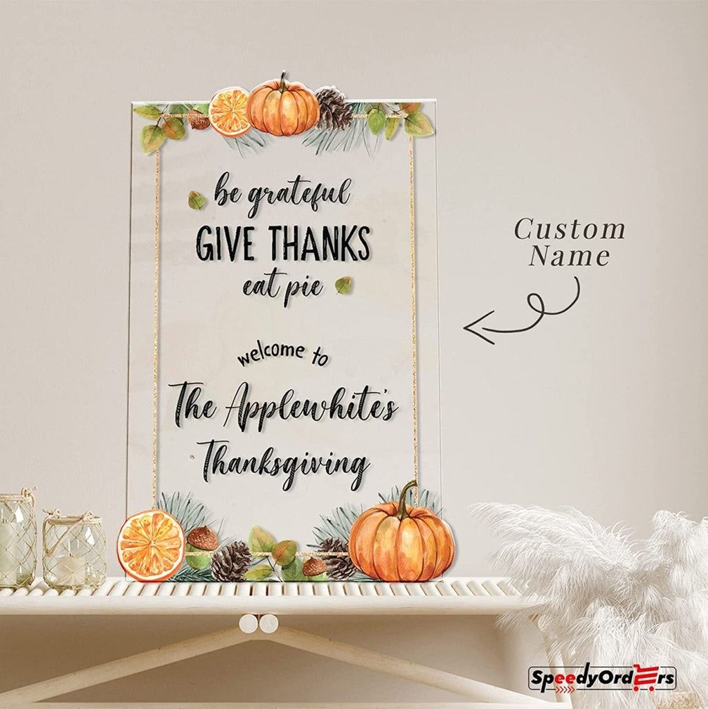 Personalized Give Thanks Thanksgiving Sign - SpeedyOrders