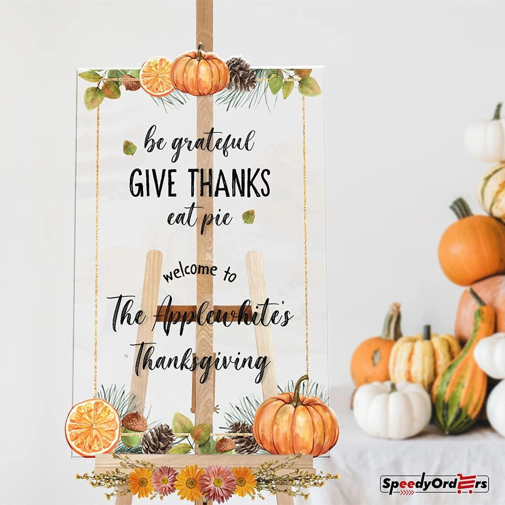 Personalized Give Thanks Thanksgiving Sign - SpeedyOrders