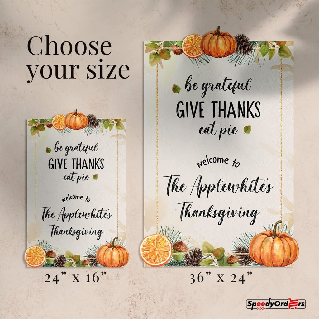 Personalized Give Thanks Thanksgiving Sign - SpeedyOrders