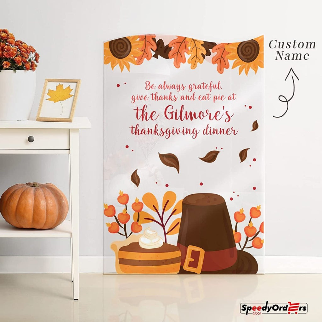 Personalized Grateful And Blessed Thanksgiving Welcome Sign - SpeedyOrders