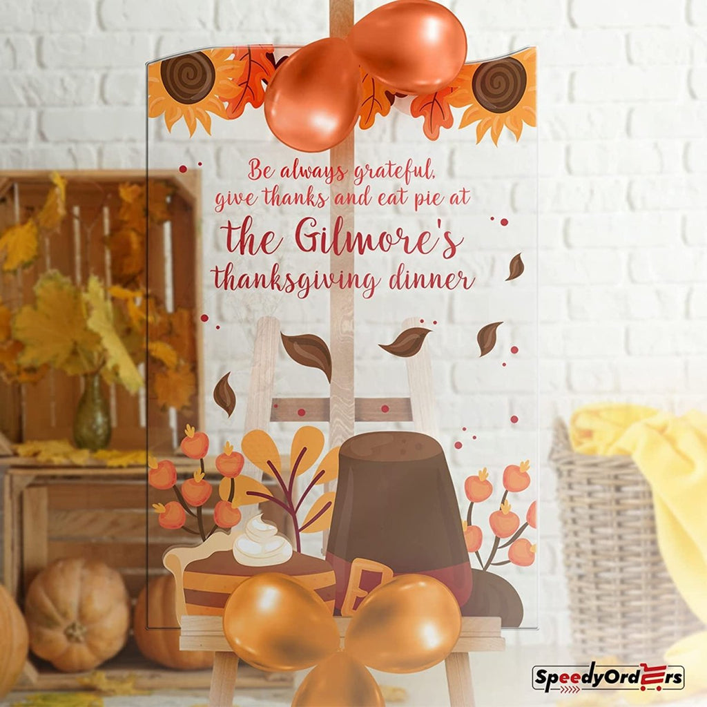 Personalized Grateful And Blessed Thanksgiving Welcome Sign - SpeedyOrders