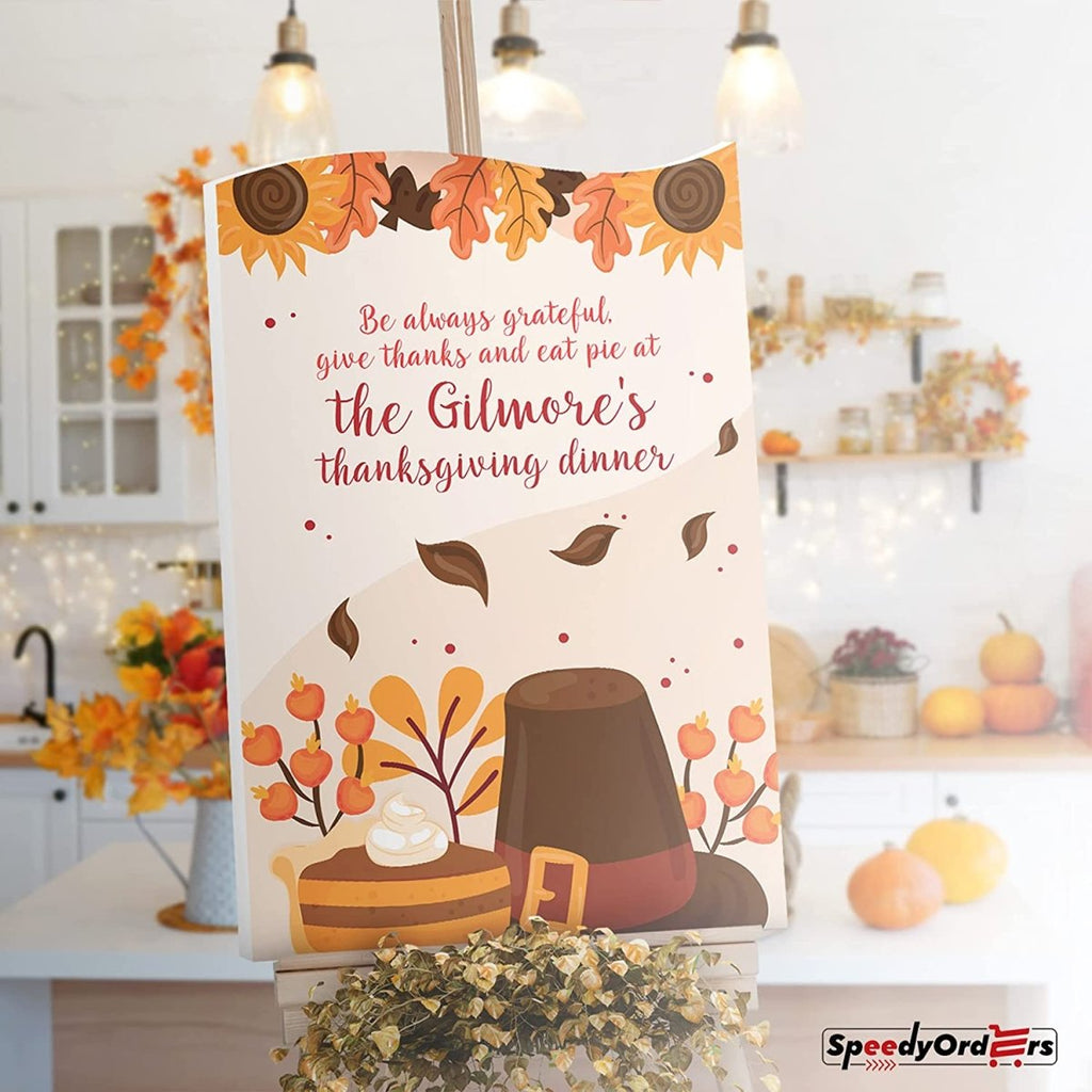 Personalized Grateful And Blessed Thanksgiving Welcome Sign - SpeedyOrders