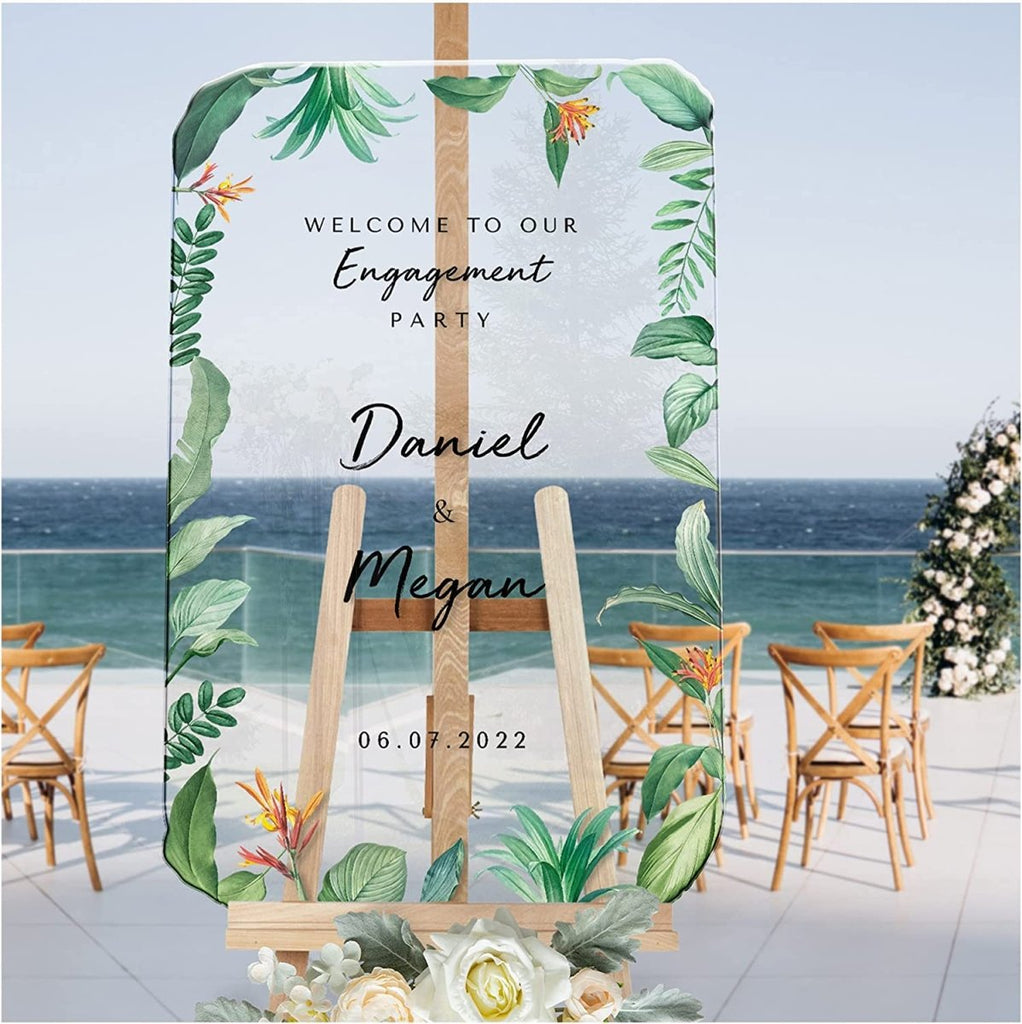 Personalized Greenery Engagement Party Sign - SpeedyOrders