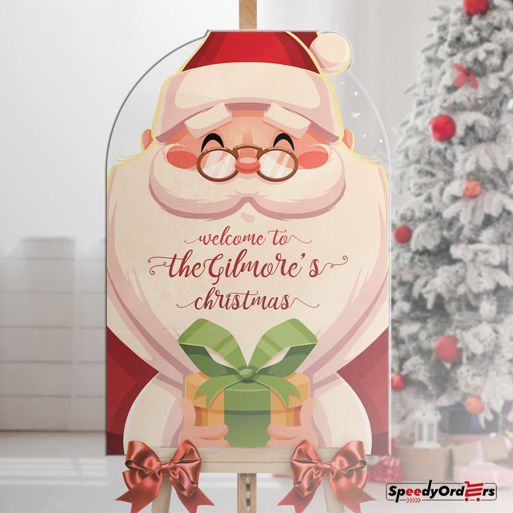 Personalized Happy Santa Christmas Welcome Sign - SpeedyOrders