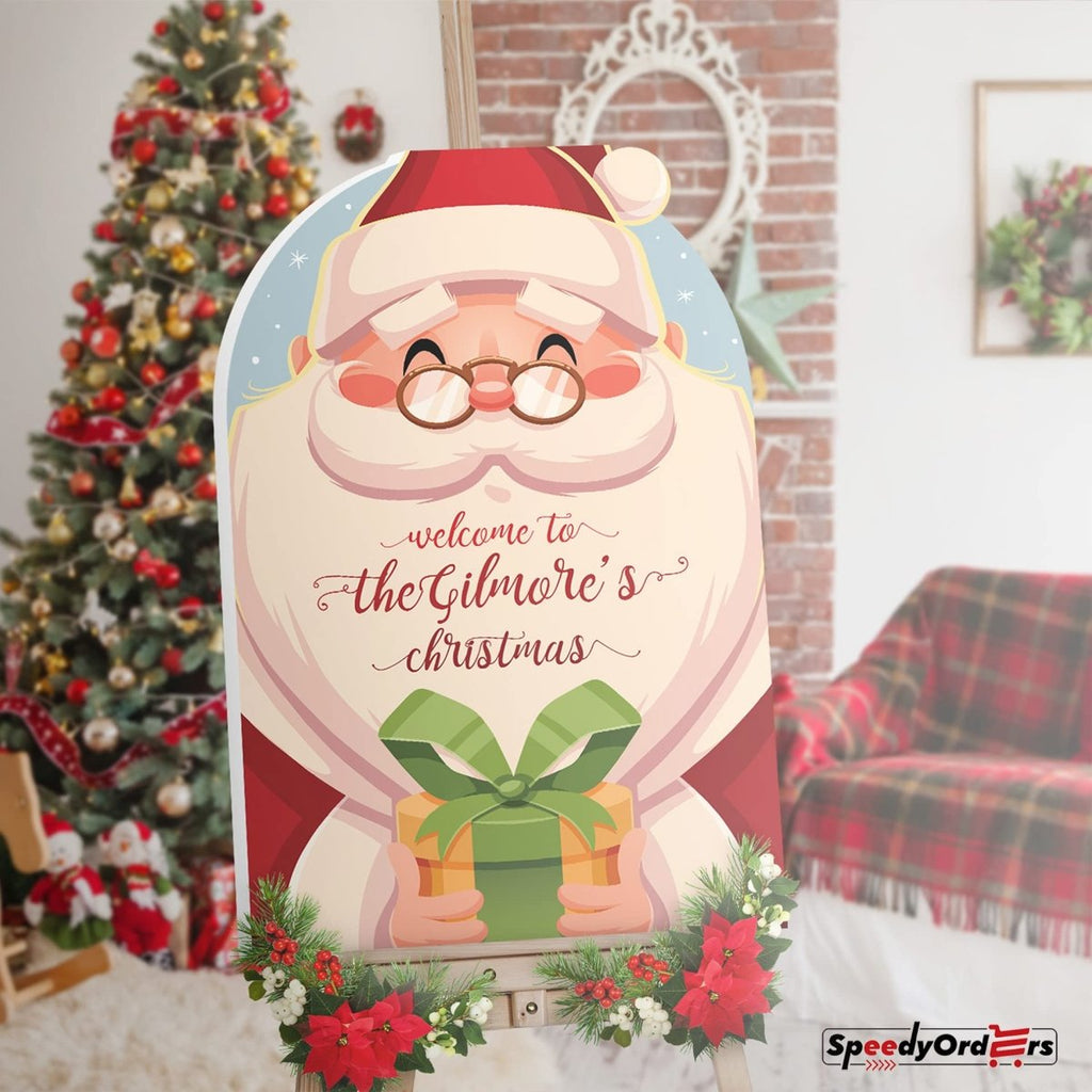 Personalized Happy Santa Christmas Welcome Sign - SpeedyOrders