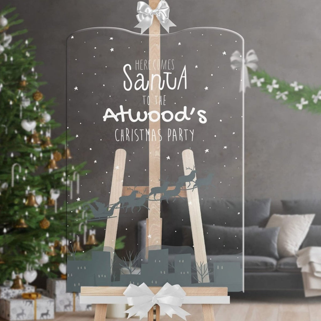 Personalized Here Comes Santa Christmas Welcome Sign - SpeedyOrders