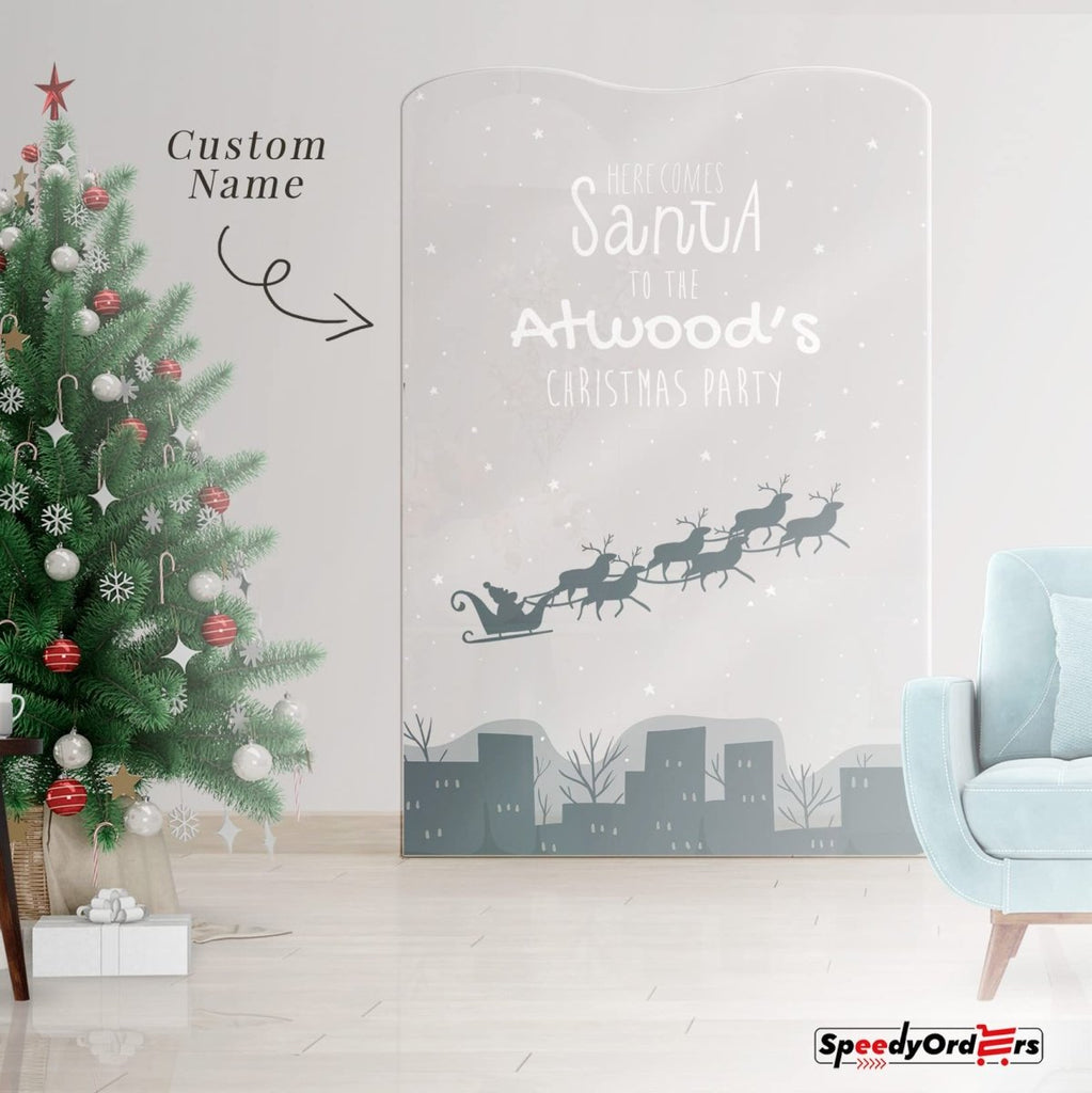 Personalized Here Comes Santa Christmas Welcome Sign - SpeedyOrders