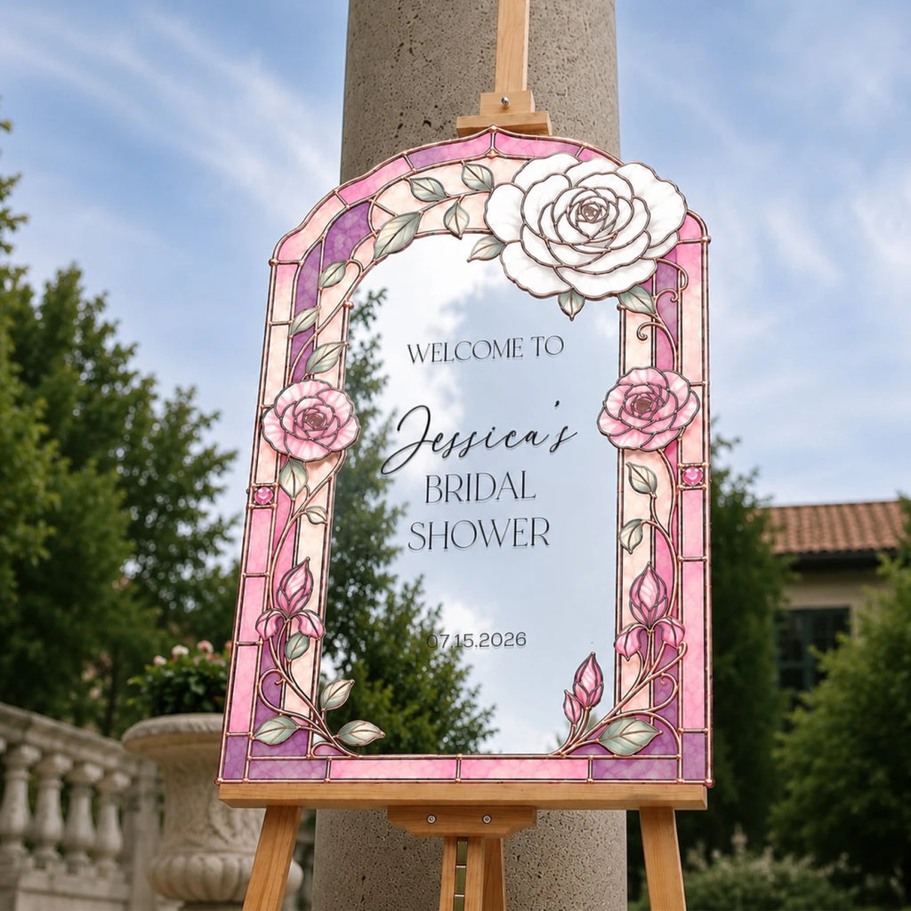 Hot Pink Rose Bridal Shower Welcome Sign | SpeedyOrders