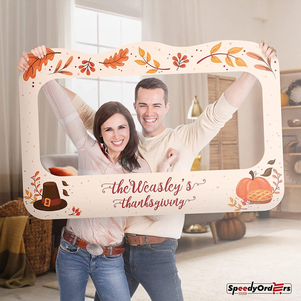 Personalized Pumpkin Pie Thanksgiving Party Photo Booth Frame - SpeedyOrders