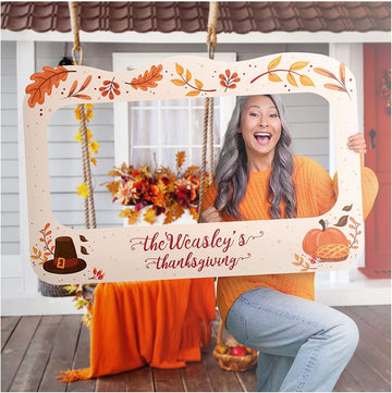 Personalized Pumpkin Pie Thanksgiving Party Photo Booth Frame - SpeedyOrders