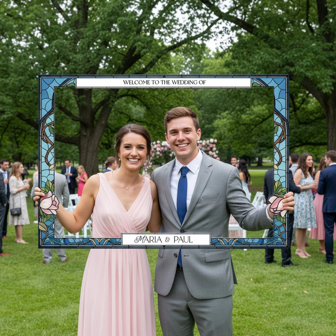 Personalized Rose Wedding Photo Booth Frame - SpeedyOrders