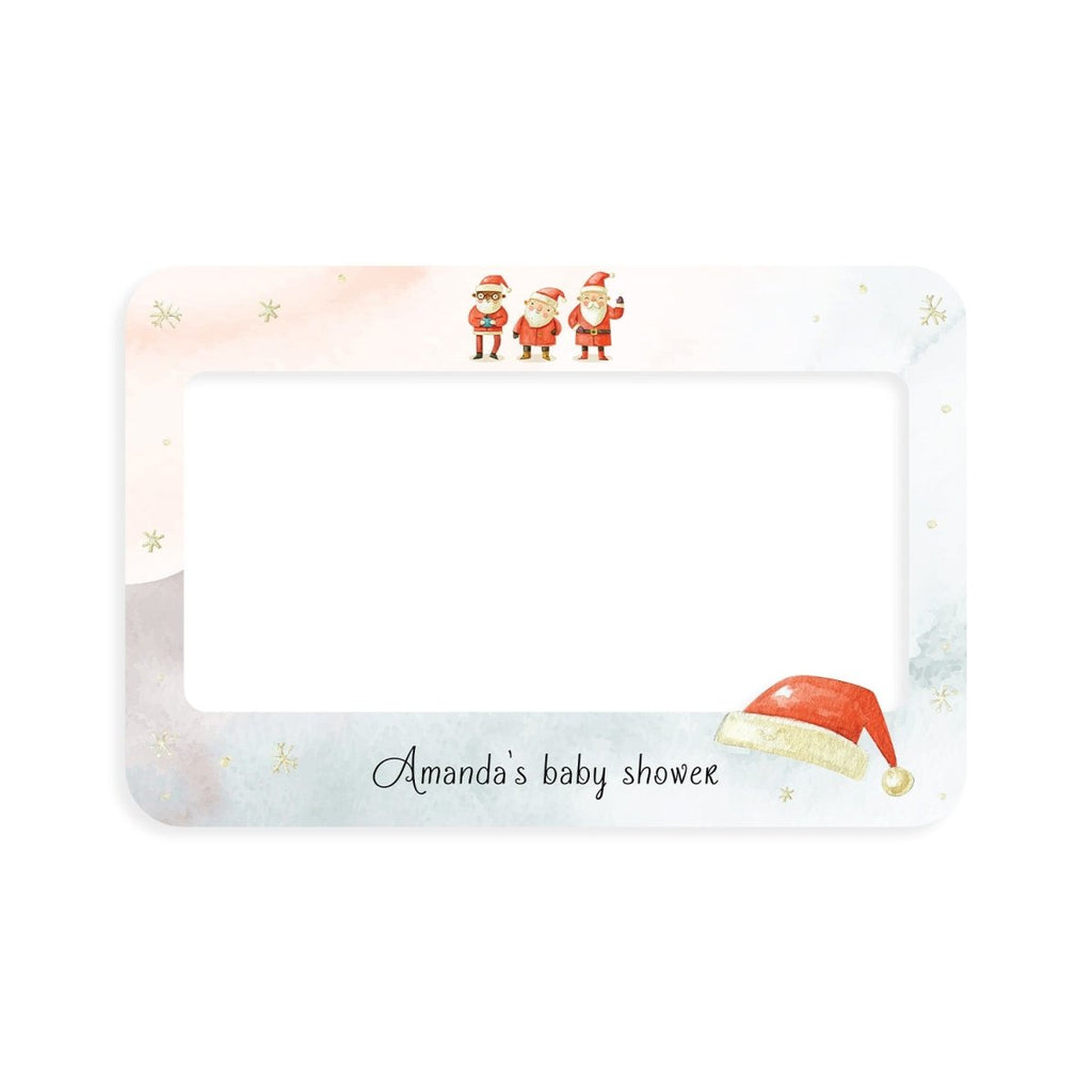 Personalized Santa And Snowflakes Christmas Baby Shower Photo Booth Frame - SpeedyOrders