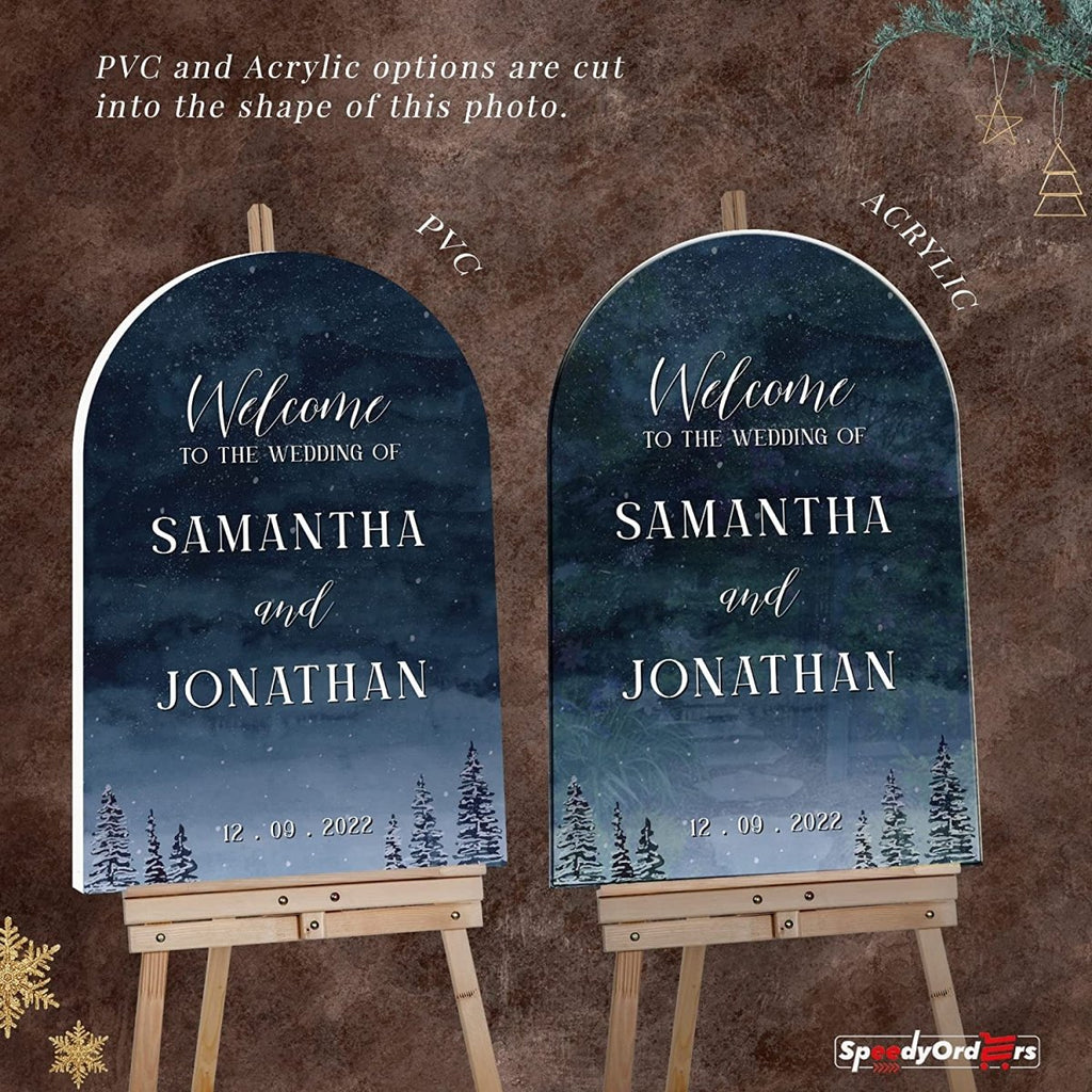 Personalized Snowy Night Wedding Welcome Sign - SpeedyOrders