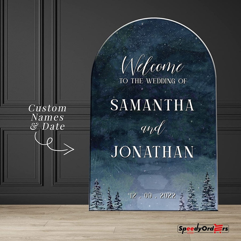 Personalized Snowy Night Wedding Welcome Sign - SpeedyOrders