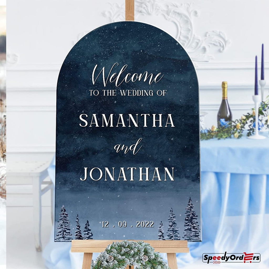 Personalized Snowy Night Wedding Welcome Sign - SpeedyOrders