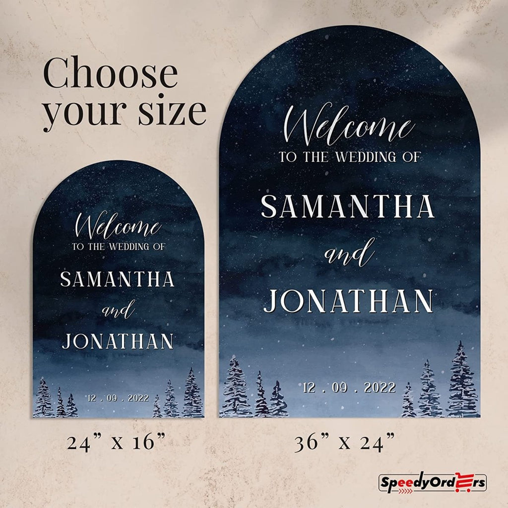 Personalized Snowy Night Wedding Welcome Sign - SpeedyOrders