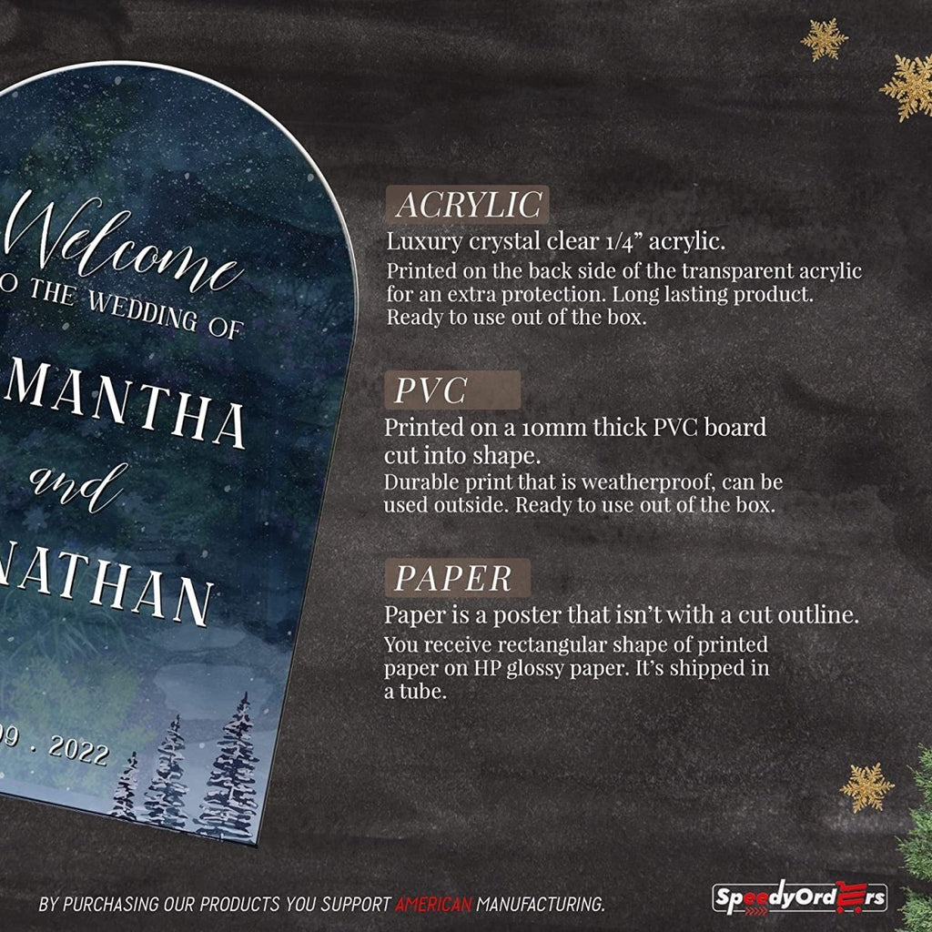 Personalized Snowy Night Wedding Welcome Sign - SpeedyOrders