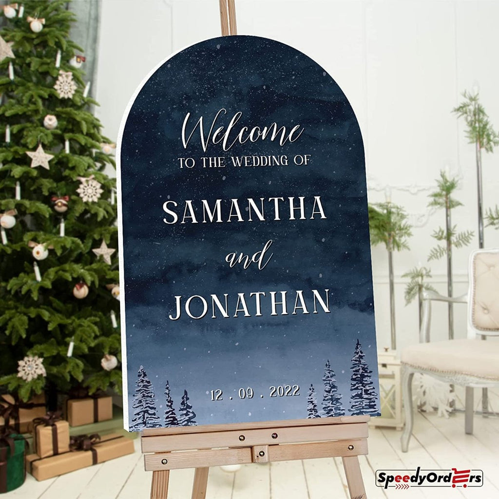 Personalized Snowy Night Wedding Welcome Sign - SpeedyOrders