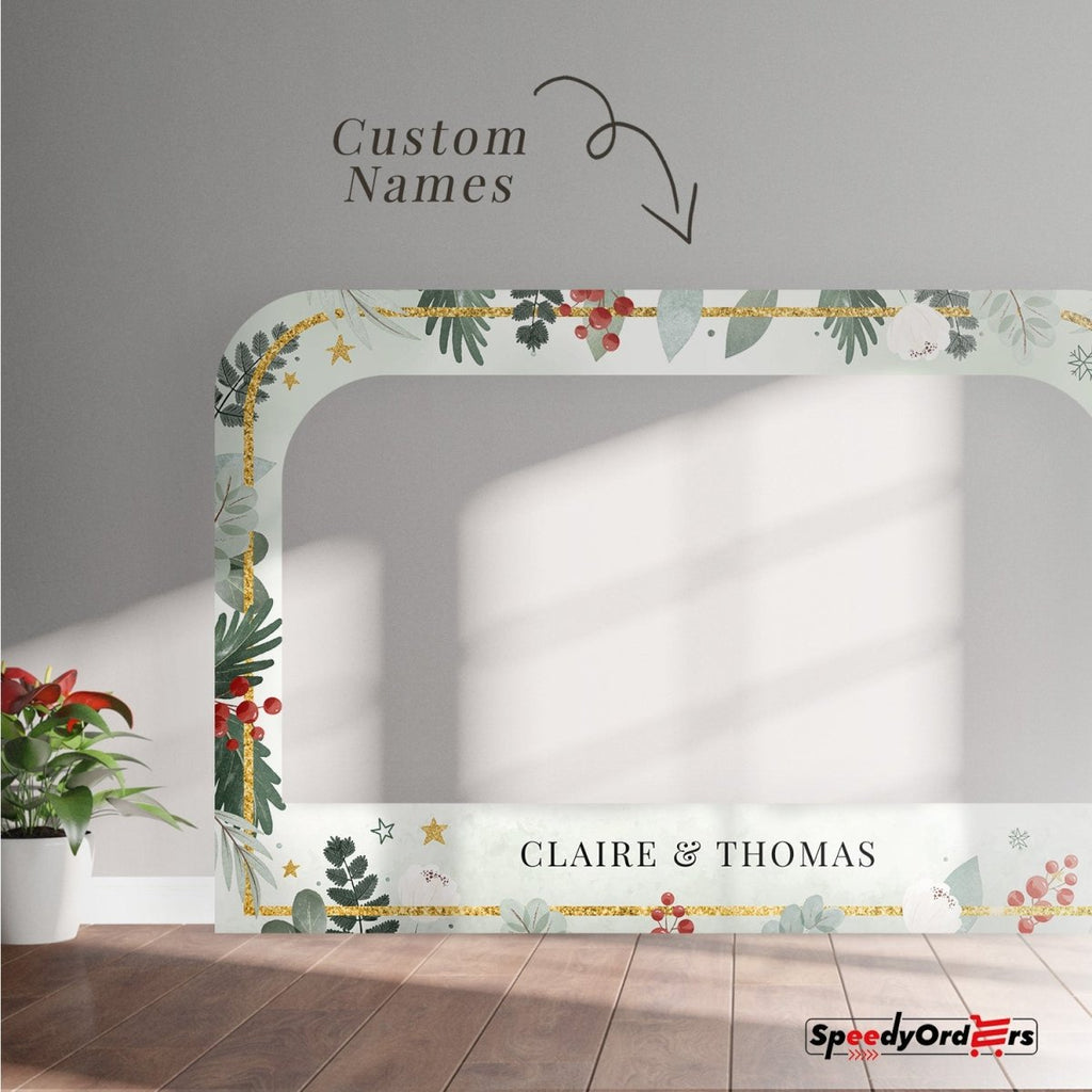 Personalized Tis A Season to Be Married Photo Booth Frame, Custom - Made Merry and Bright Xmas Photo Prop - SpeedyOrders