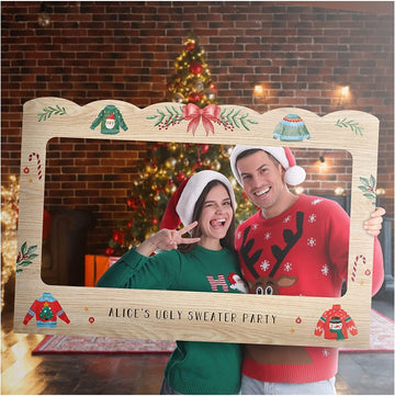 Personalized Ugly Sweater Christmas Photo Booth Frame - SpeedyOrders