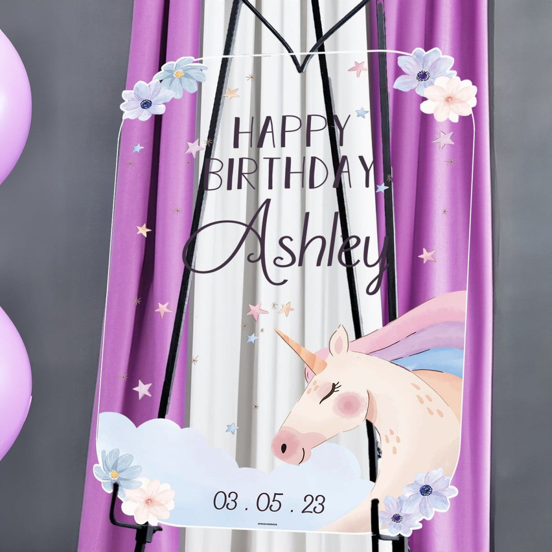 Personalized Unicorn Birthday Party Sign - SpeedyOrders