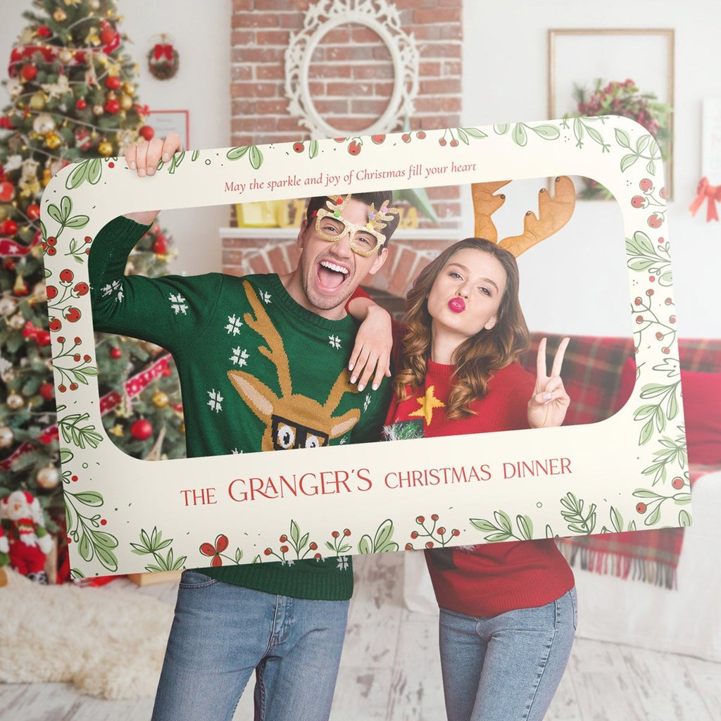 Personalized Vibrant Christmas Hollies Photo Booth Frame - SpeedyOrders