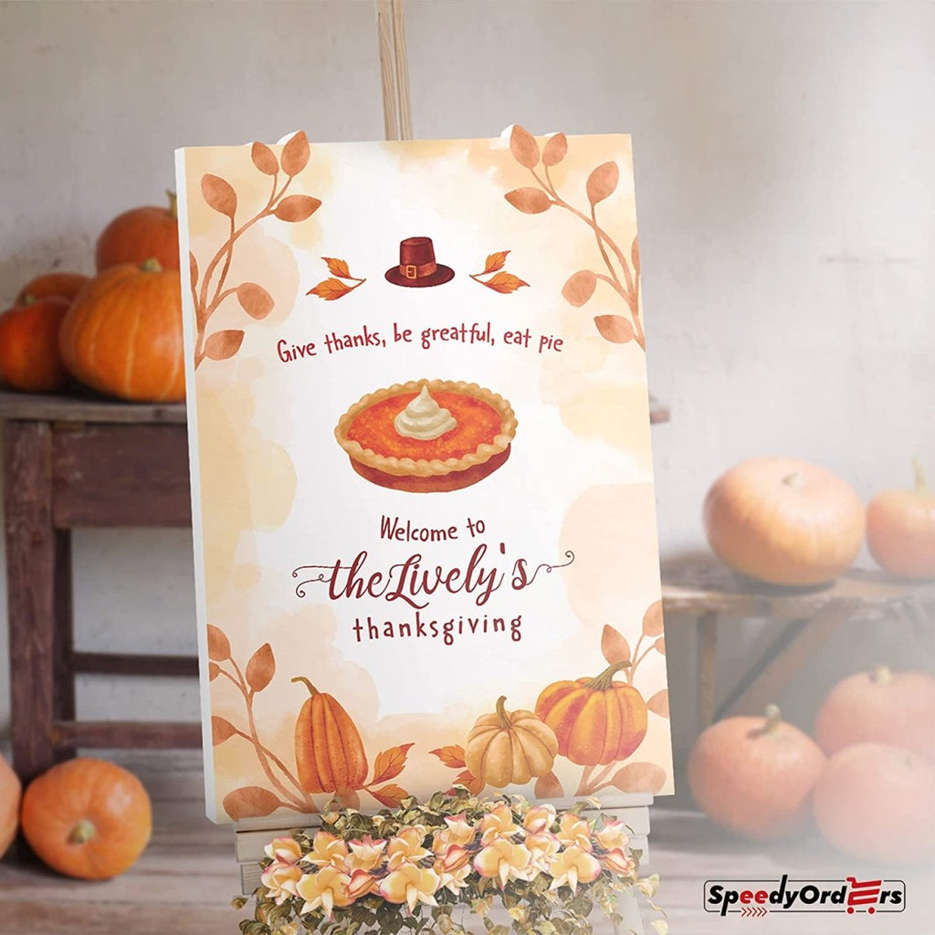 Personalized Warm Orange Pumpkin Thanksgiving Welcome Sign - SpeedyOrders