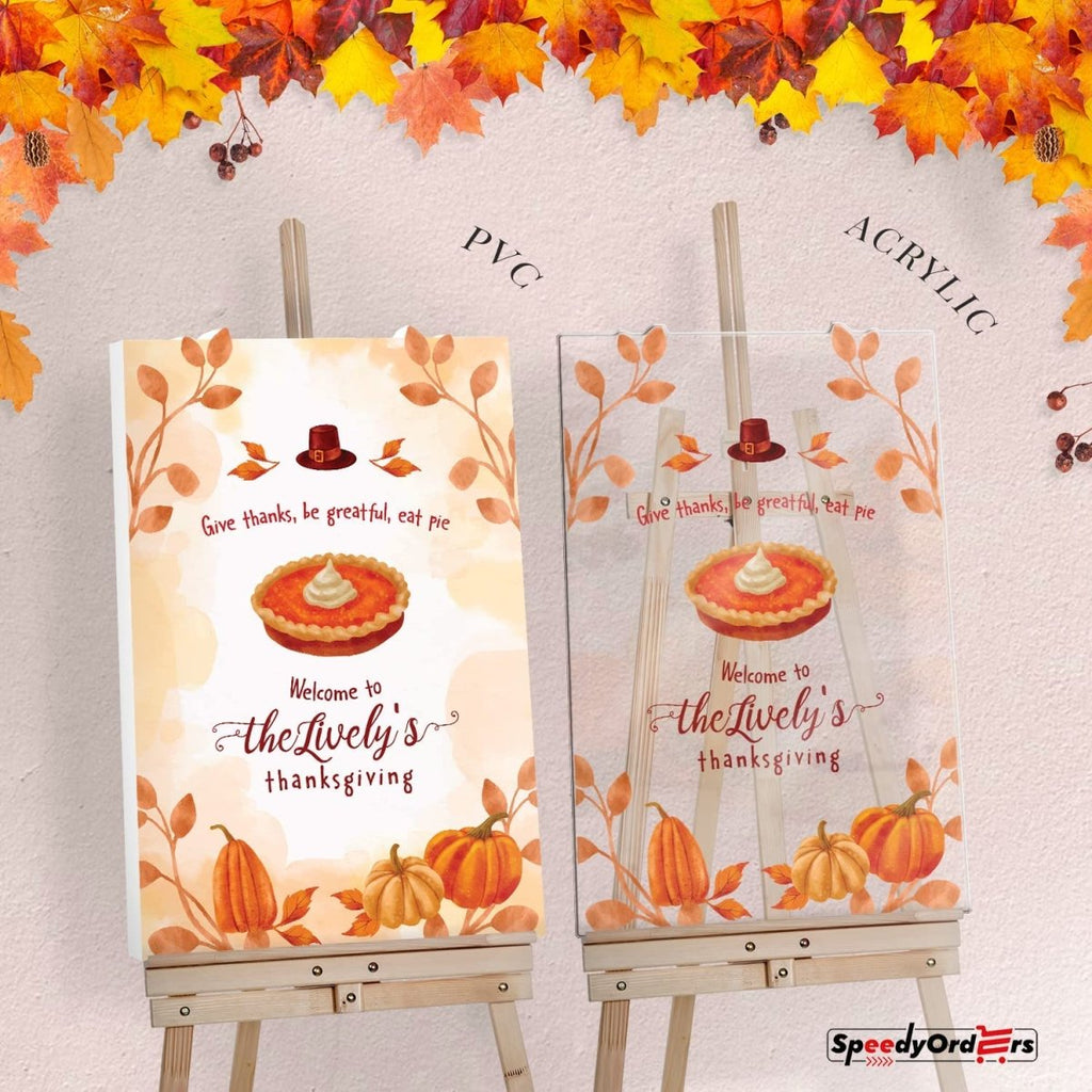 Personalized Warm Orange Pumpkin Thanksgiving Welcome Sign - SpeedyOrders