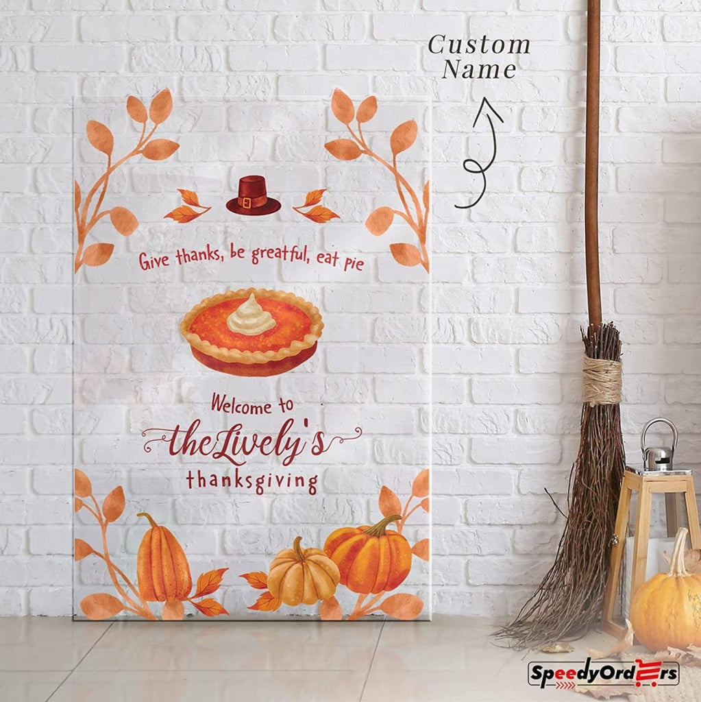 Personalized Warm Orange Pumpkin Thanksgiving Welcome Sign - SpeedyOrders