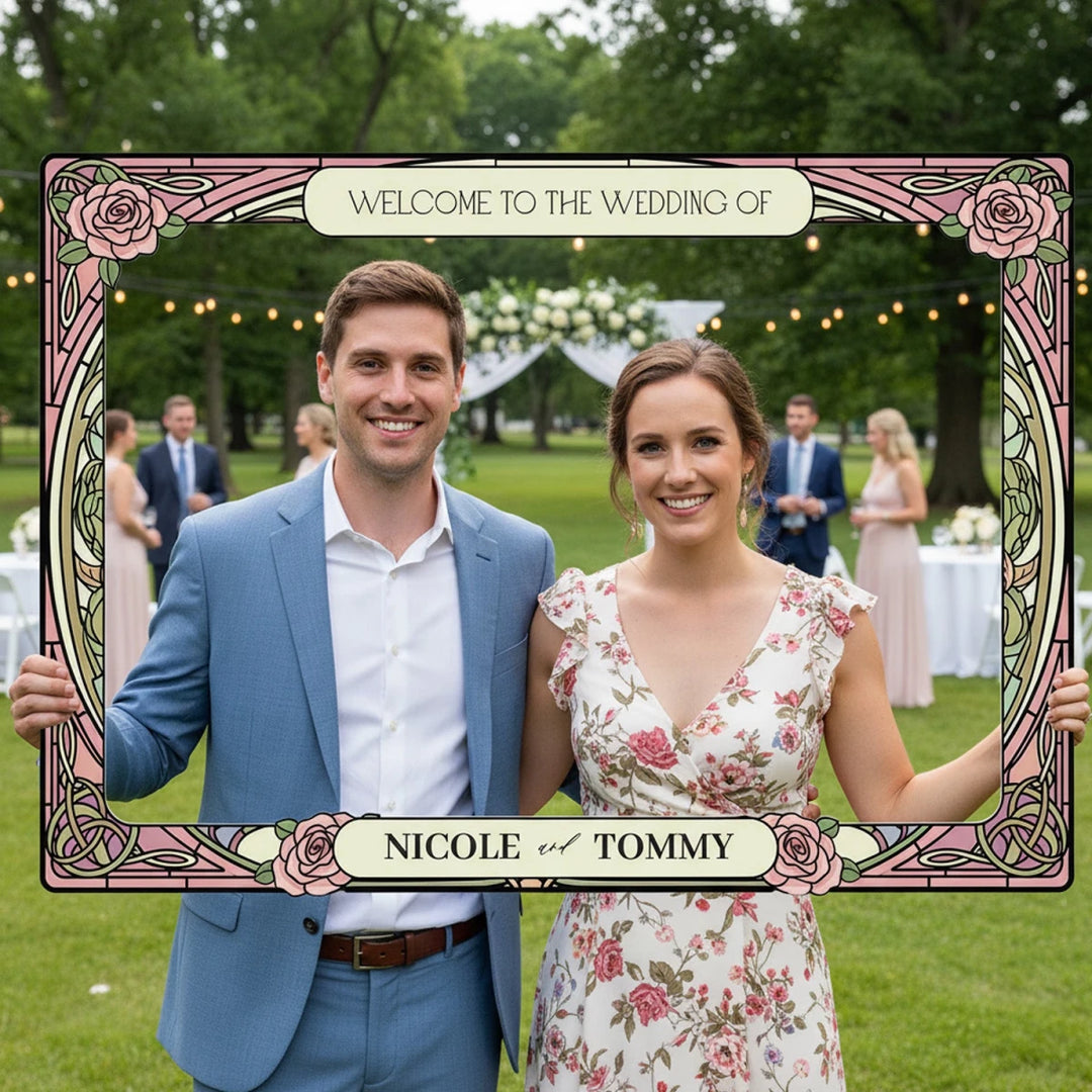 Personalized Wedding Photo Booth Frame, Vine Wedding Theme Photobooth Frame - SpeedyOrders