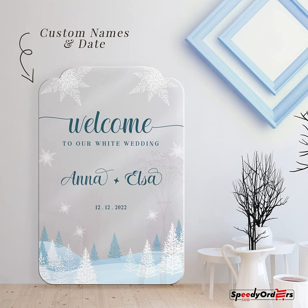 Personalized White Wedding Welcome Sign - SpeedyOrders