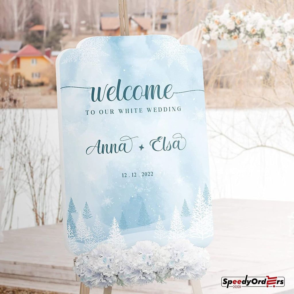 Personalized White Wedding Welcome Sign - SpeedyOrders