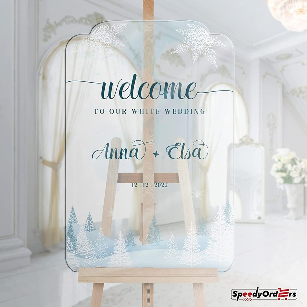 Personalized White Wedding Welcome Sign - SpeedyOrders