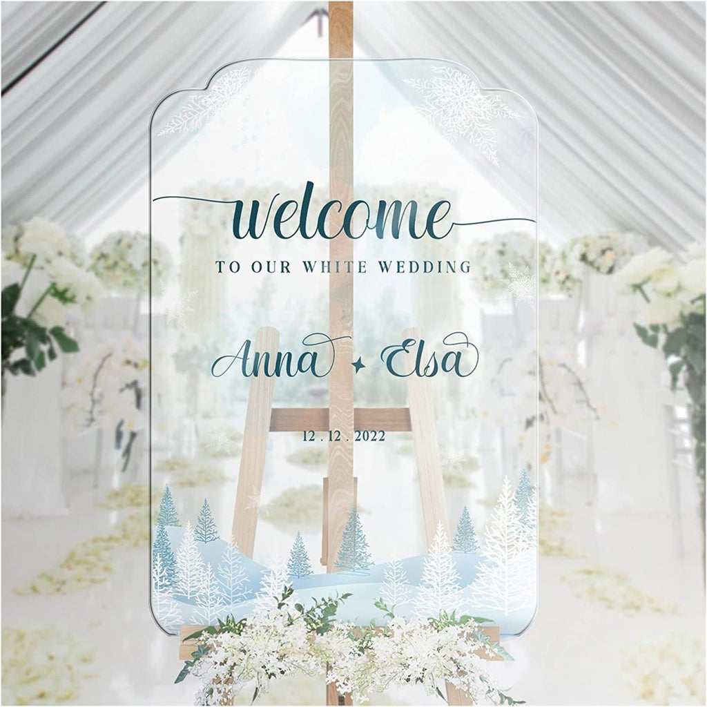 Personalized White Wedding Welcome Sign - SpeedyOrders