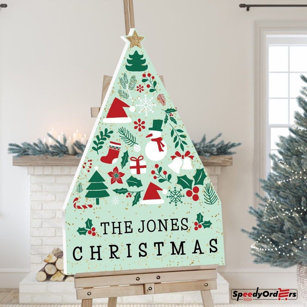 Personalized Xmas Welcome Sign, Custom Christmas Party Sign - SpeedyOrders