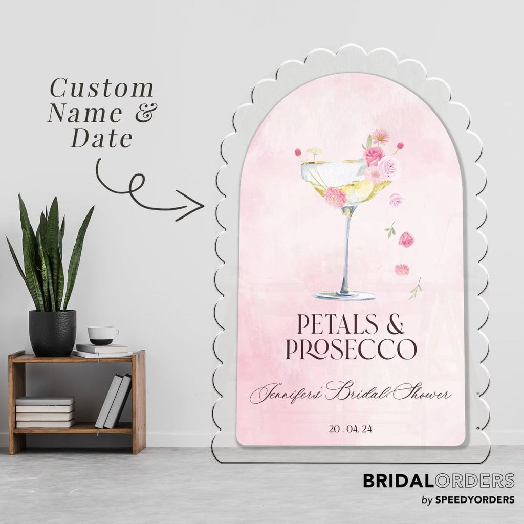 Petals & Prosecco Bridal Shower Sign, Brunch And Bubbly Bridal Shower Welcome Sign - SpeedyOrders