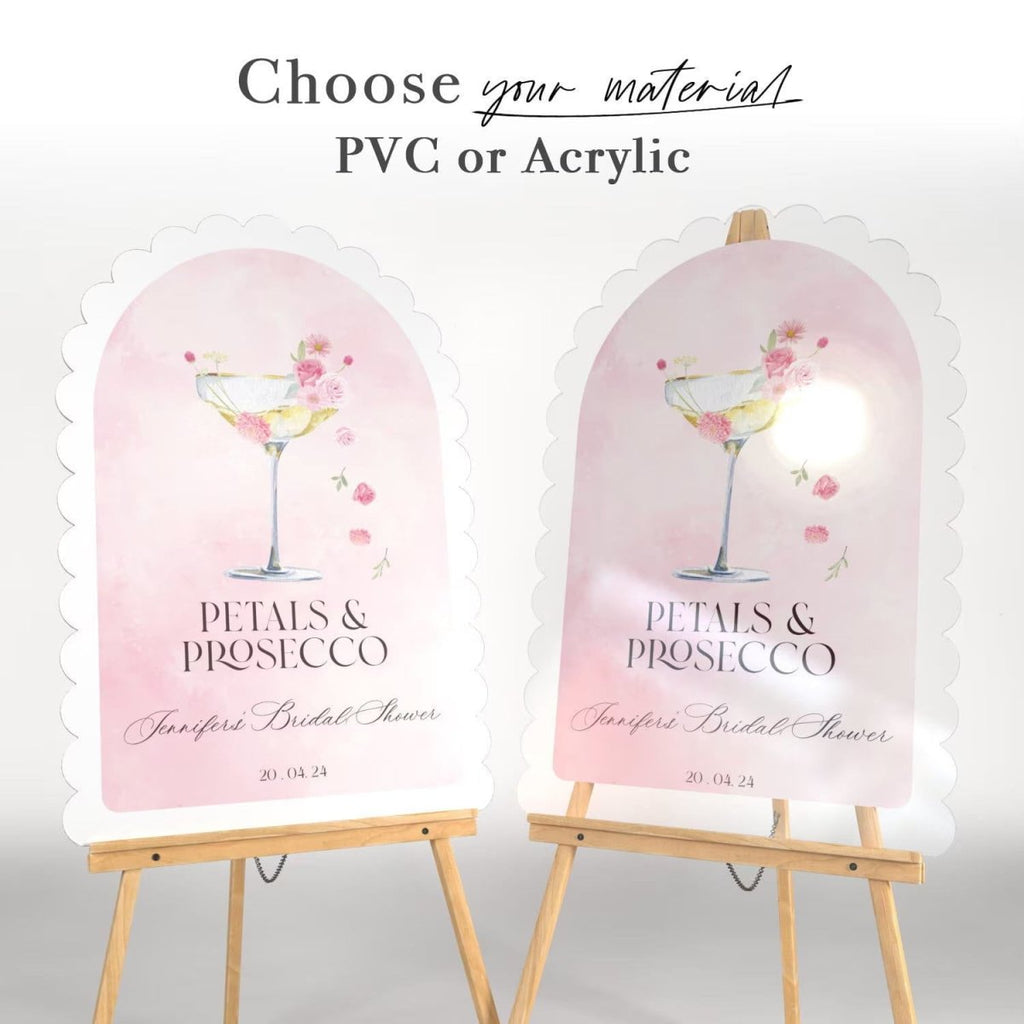 Petals & Prosecco Bridal Shower Sign, Brunch And Bubbly Bridal Shower Welcome Sign - SpeedyOrders