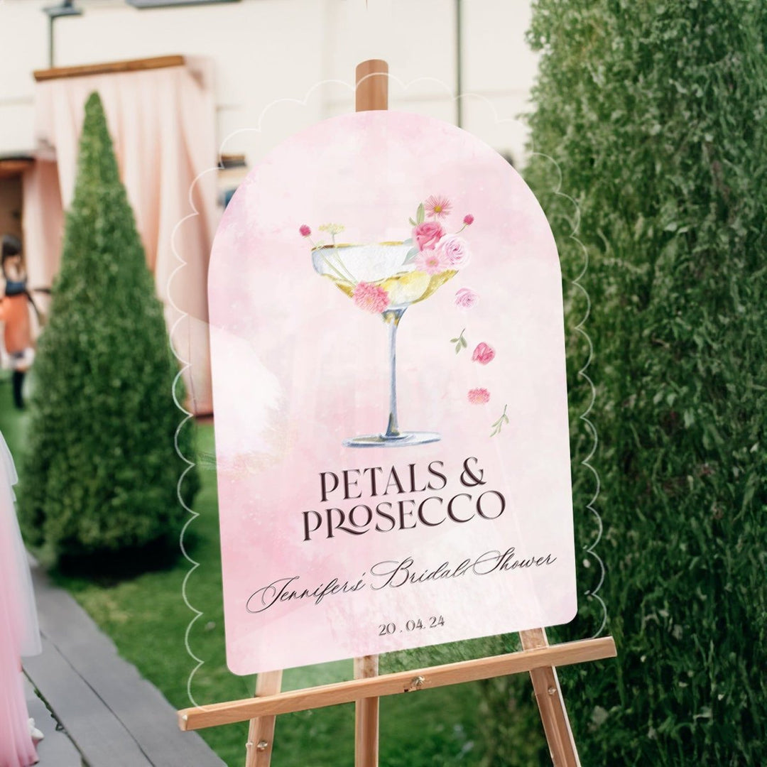 Petals & Prosecco Bridal Shower Sign · Acrylic, Mirror & More – SpeedyOrders