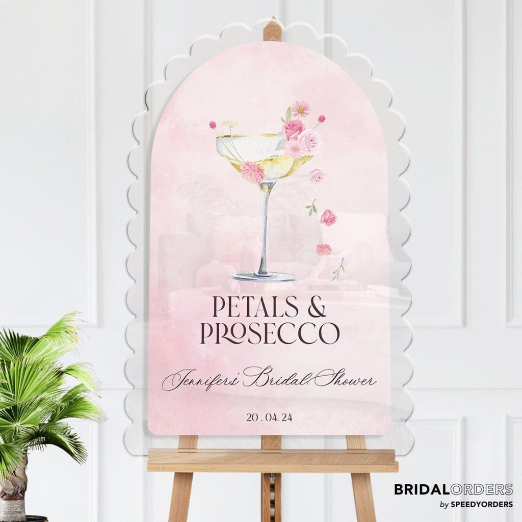 Petals & Prosecco Bridal Shower Sign, Brunch And Bubbly Bridal Shower Welcome Sign - SpeedyOrders