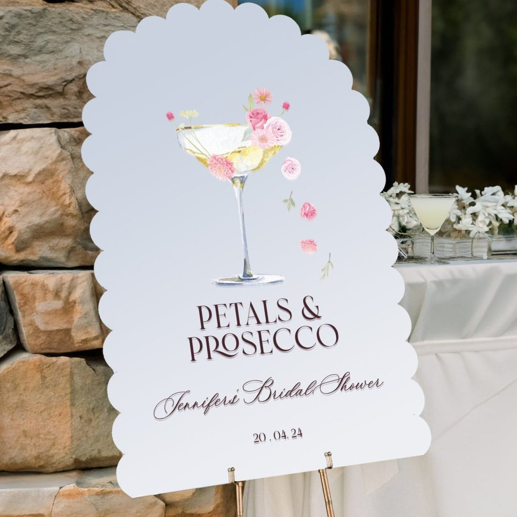 Petals & Prosecco Bridal Shower Sign, Brunch And Bubbly Bridal Shower Welcome Sign - SpeedyOrders