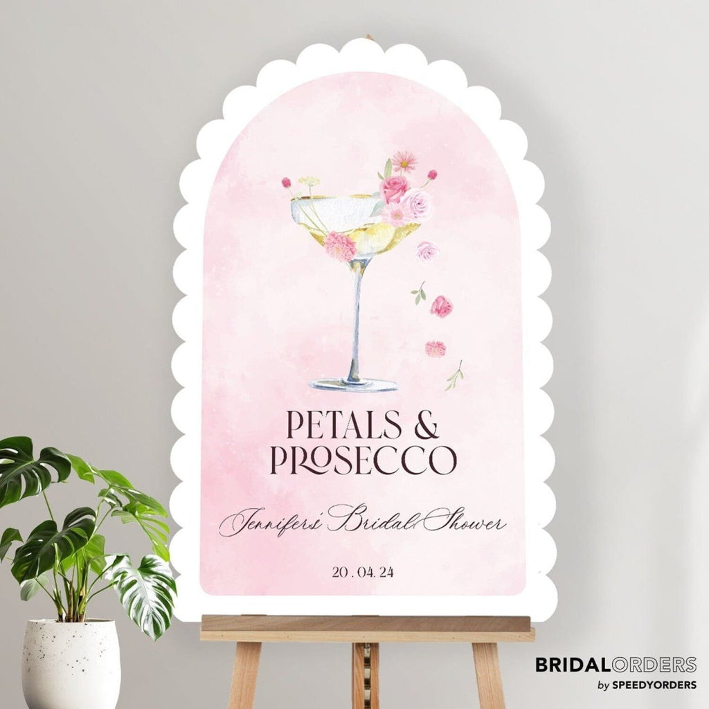 Petals & Prosecco Bridal Shower Sign, Brunch And Bubbly Bridal Shower Welcome Sign - SpeedyOrders