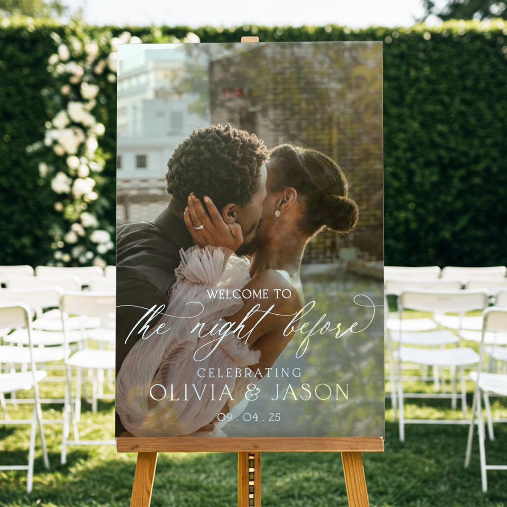Photo Wedding Rehearsal Dinner Welcome Sign With Picture - SpeedyOrders