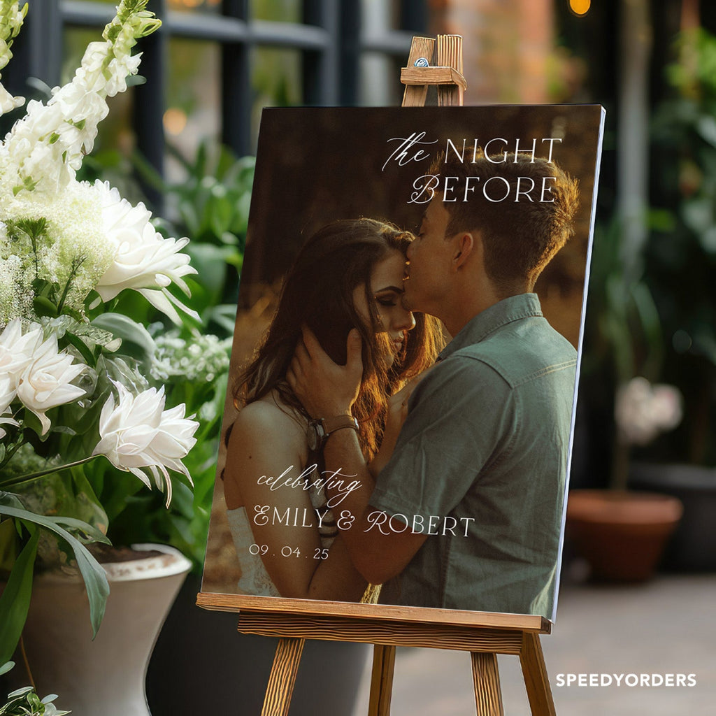 Photo Wedding Rehearsal Dinner Welcome Sign With Picture - SpeedyOrders