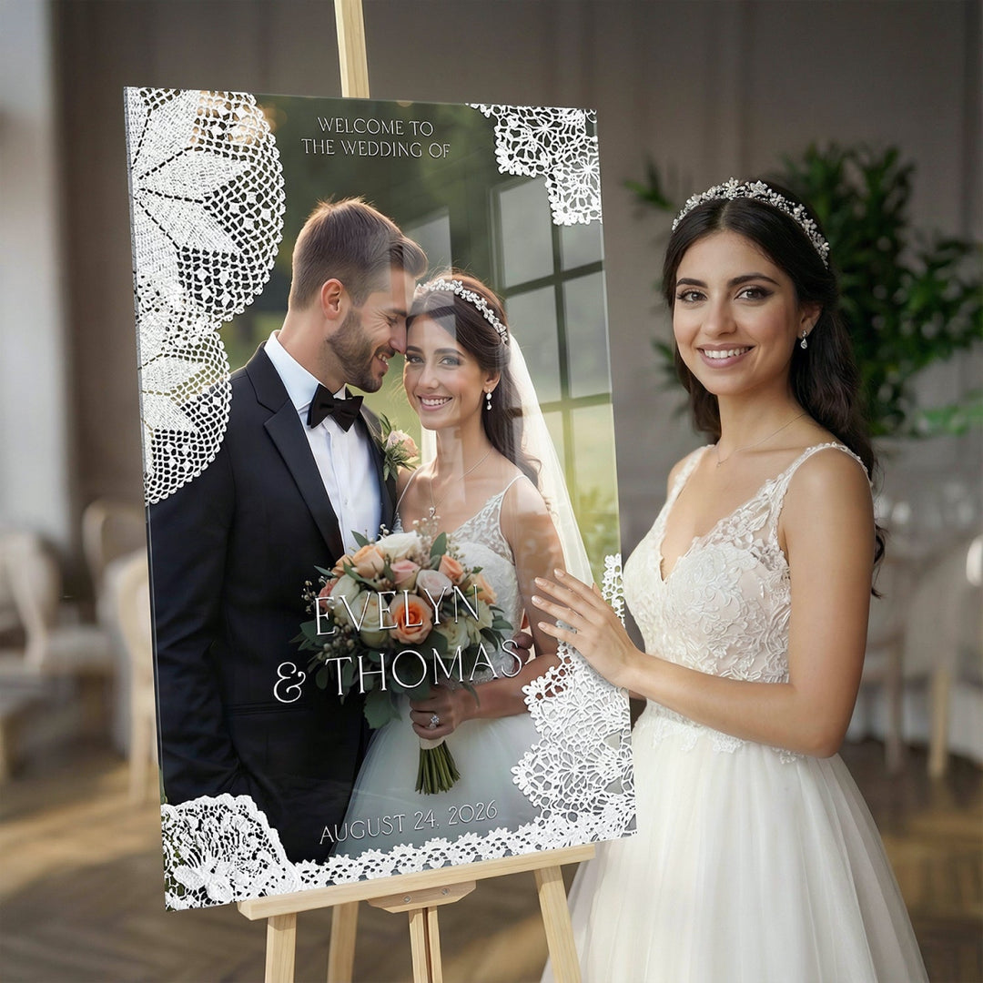 Photo Wedding Sign, Acrylic Picture Wedding Welcome Sign - SpeedyOrders